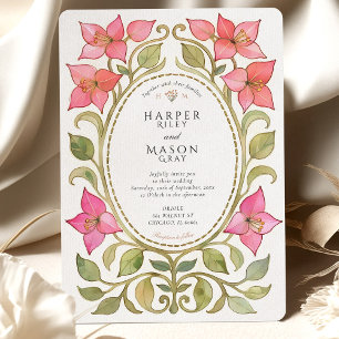 Vintage-Bougainvillea-Aquarell-Hochzeit Einladung