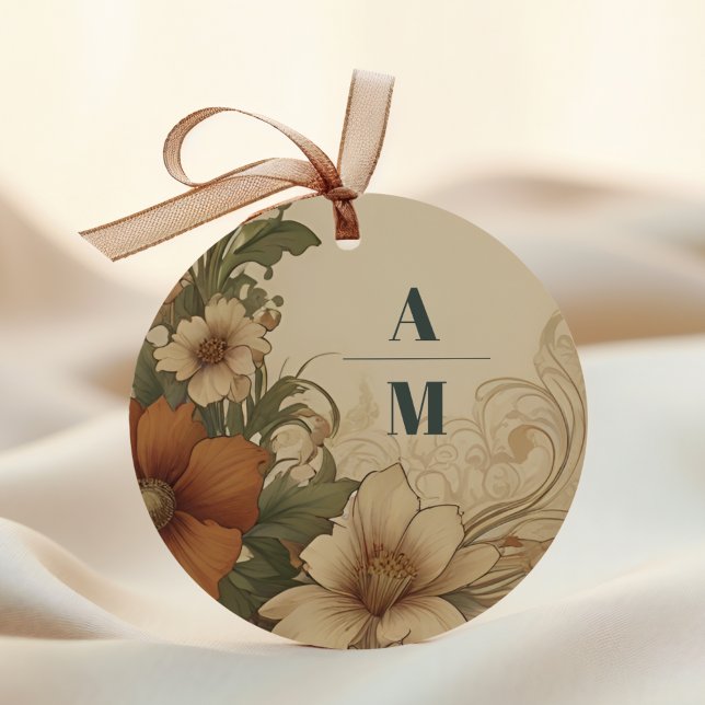 Vintage Bougainvillea Jugendstil-Hochzeit Runder Aufkleber (Von Creator hochgeladen)