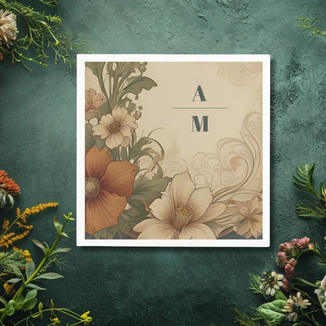 Vintage Bougainvillea Jugendstil-Hochzeit Serviette (Von Creator hochgeladen)