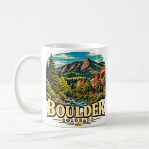 Vintage Boulder Colorado Reise Kunst Landmarke Kaffeetasse