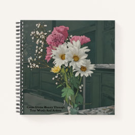 Vintage Bouquet-Blume Rosa White Quote Journal Notizbuch