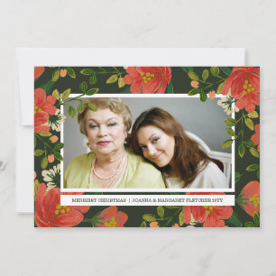 Vintage Bouquet Holiday Fotokarte Feiertagskarte