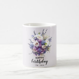 Vintage Bouquet Individuelle Geburtstags-Kalligr Kaffeetasse