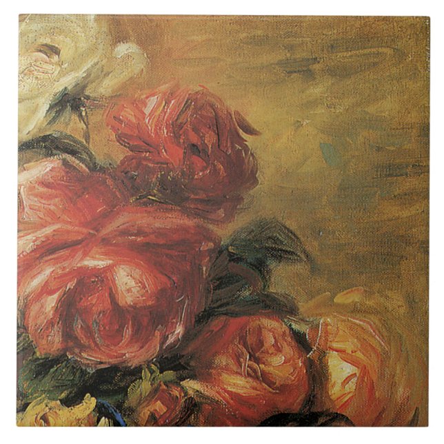 Vintage Bouquet-Rose Blumengelb Rosa Fliese (Vorderseite)