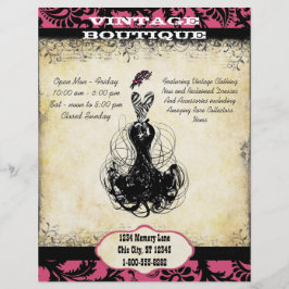 Vintage Boutique für Schwarz und Rosa Flyer