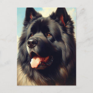Vintage Bouvier des Flandres Gemälde Postkarte