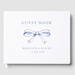 Vintage Bow Blue & White Wedding Gästebuch