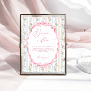 Vintage Bow Floral Girl Duschkabine Windelwanne Wi Poster