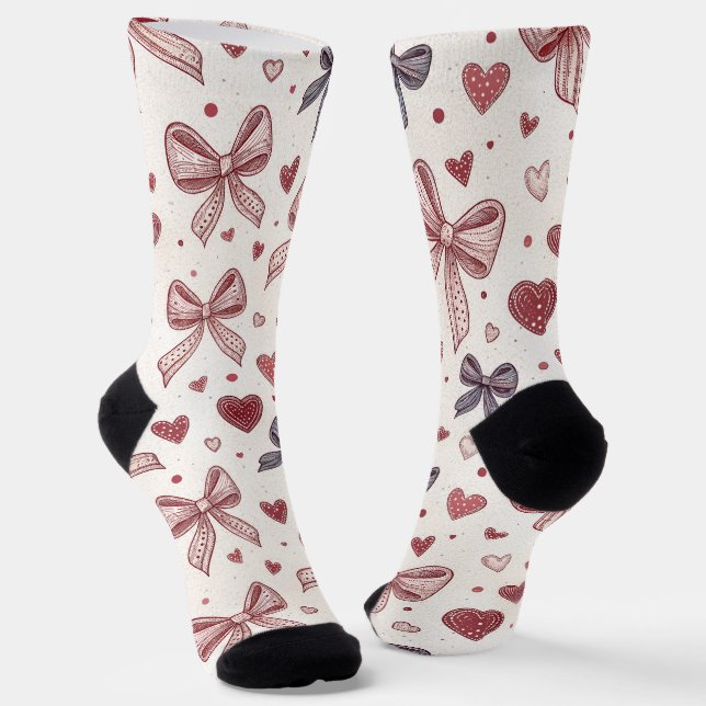  Vintage Bow & Heart Cute Socks Socken (Gewinkelt)