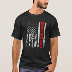 Vintage Bowling Dad USA Flag Retro Fathers Day Dad T-Shirt