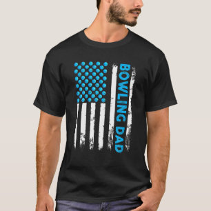 Vintage Bowling Dad USA Flag Retro Fathers Day Dad T-Shirt