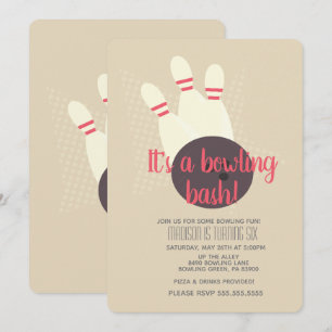 Vintage-Bowling-Party-Bash-Geburtstagsfeier Einladung