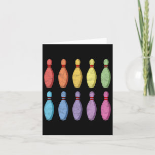 Vintage Bowling Pin Rainbow Pop Art 80’s Retro Gra Karte