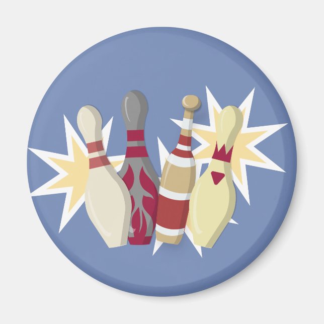 Vintage Bowling Thema Magnet (Vorne)
