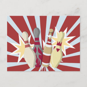 Vintage-Bowling-Thema Postkarte