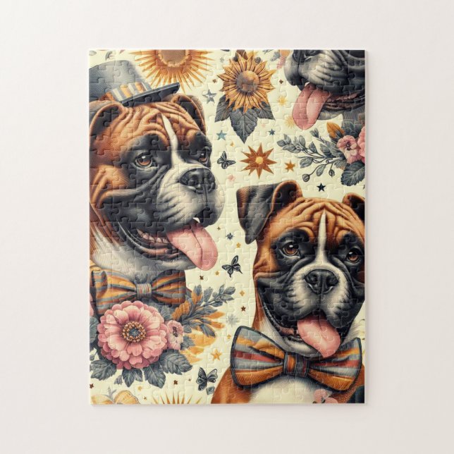 Vintage Boxer-Dog-Illustration Puzzle (Vertikal)