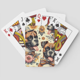 Vintage Boxer-Dog-Illustration Spielkarten