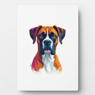 Vintage Boxer Dog Portrait Color Splash Pop Art Il Fotoplatte