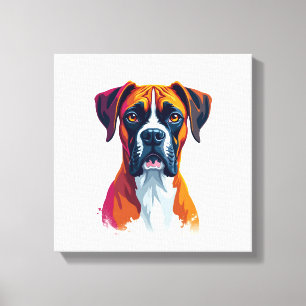 Vintage-Boxer-Hundeporträt-Farbsplash-Pop-Art-Il Leinwanddruck