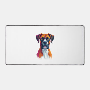 Vintage-Boxer-Hundeporträt-Farbsplash-Pop-Art-Il Schreibtischunterlage