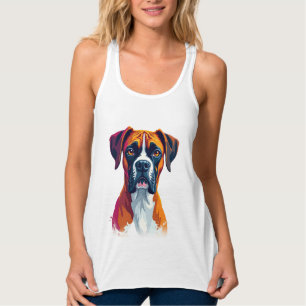 Vintage-Boxer-Hundeporträt-Farbsplash-Pop-Art-Il Tank Top