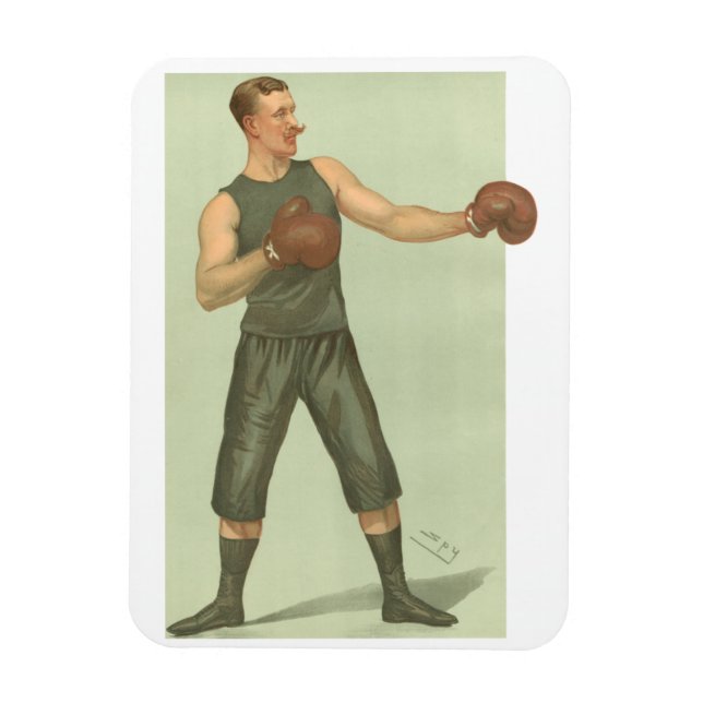 Vintage Boxer mit langen grünen Shorts Magnet (Vertikal)