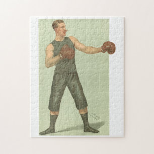 Vintage Boxer mit langen grünen Shorts Puzzle