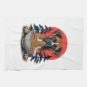 Vintage-Boxerhund isst Ramen japanische Sonnenunte Geschirrtuch