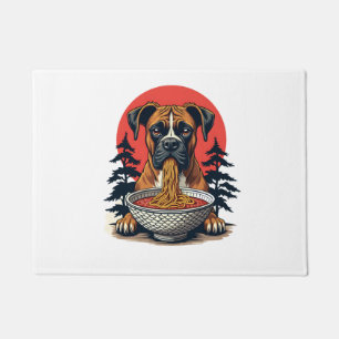 Vintage-Boxerhund isst Ramen japanischer Sonnenunt Fußmatte
