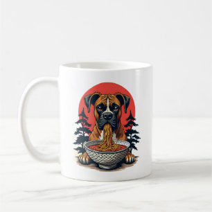Vintage-Boxerhund isst Ramen-Japanischer-Sonnenunt Kaffeetasse