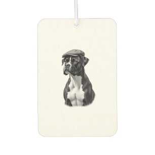 Vintage-Boxerhund mit Kappe Monochrome Grafikillus Autolufterfrischer