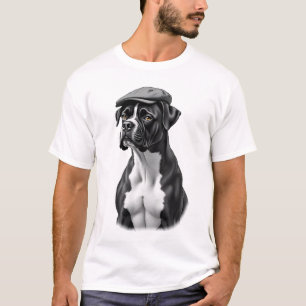 Vintage-Boxerhund mit Kappe Monochrome Grafikillus T-Shirt