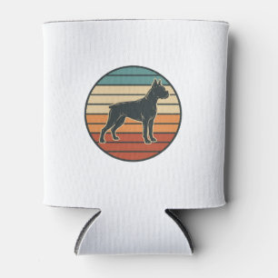 Vintage-Boxerhund-Sonnenuntergangs-Stichvektor-Des Dosenkühler