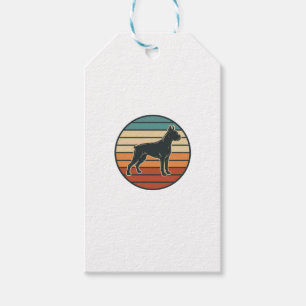 Vintage-Boxerhund-Sonnenuntergangs-Stichvektor-Des Geschenkanhänger