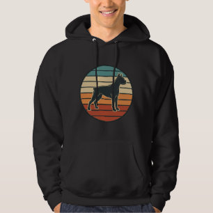 Vintage-Boxerhund-Sonnenuntergangs-Stichvektor-Des Hoodie