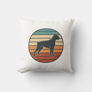 Vintage-Boxerhund-Sonnenuntergangs-Stichvektor-Des Kissen