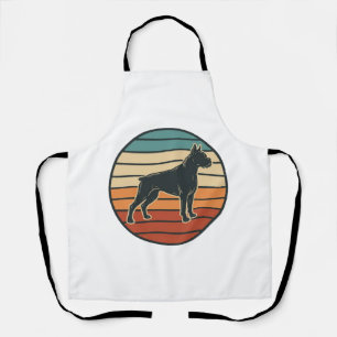 Vintage-Boxerhund-Sonnenuntergangs-Stichvektor-Des Schürze