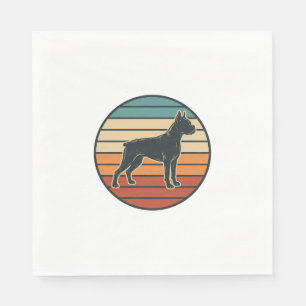Vintage-Boxerhund-Sonnenuntergangs-Stichvektor-Des Serviette