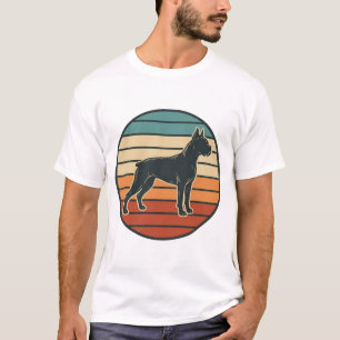Vintage-Boxerhund-Sonnenuntergangs-Stichvektor-Des T-Shirt