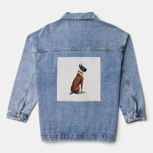 Vintage-Boxerhund von hinten Illustration Braun W Jeansjacke
