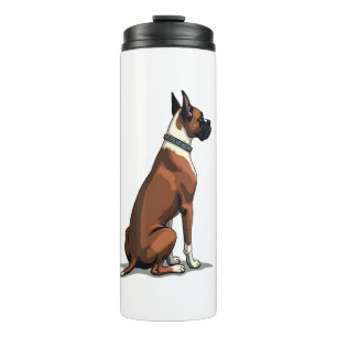 Vintage-Boxerhund von hinten Illustration Braun W Thermosbecher