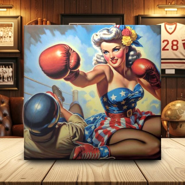 Vintage BoxGirl-Illustration Fliese (Von Creator hochgeladen)