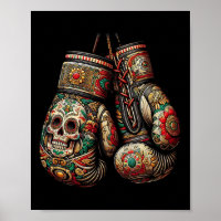 Vintage Boxhandschuhe im mexikanischen Stil Azteke