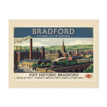 Vintage Bradford Yorkshire Retro-Reiseposter-Kunst