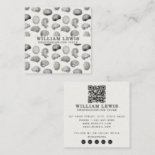 Vintage-Brain-Anatomie-Biologie-QR-Code-Social-Med Quadratische Visitenkarte