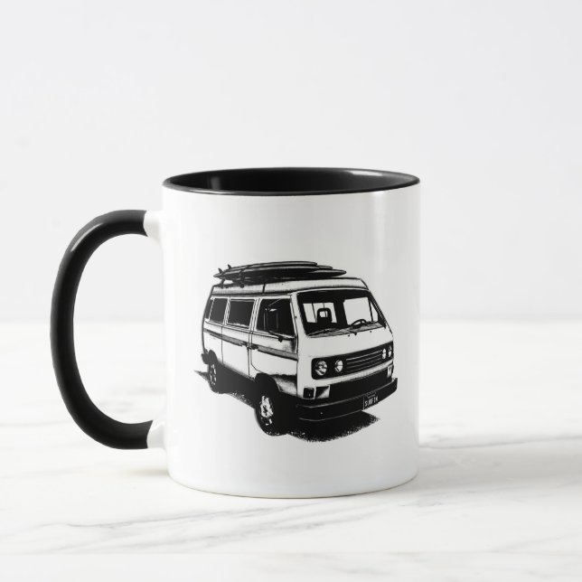 Vintage Brandung Van mit Surfbrettern Tasse (Links)