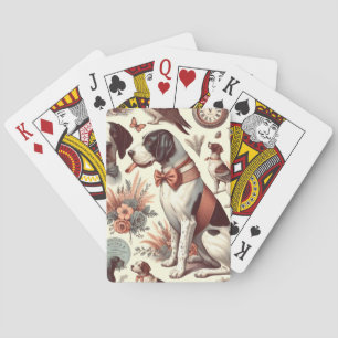 Vintage Braque Français Dog Illustration Spielkarten