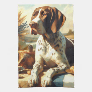 Vintage Braque Français Malerei Geschirrtuch