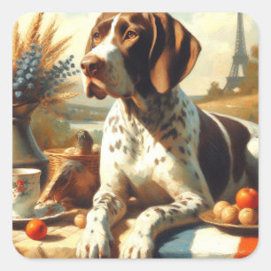 Vintage Braque Français Malerei Quadratischer Aufkleber