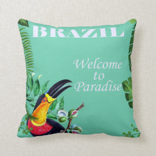 Vintage Brasil Willkommen im Paradies Reise Kissen